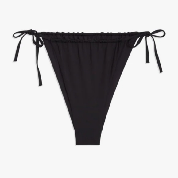 WeWoreWhat Ruched Underwire Bikini Top High Leg Tie Side Bottoms Black - Picture 6 of 12